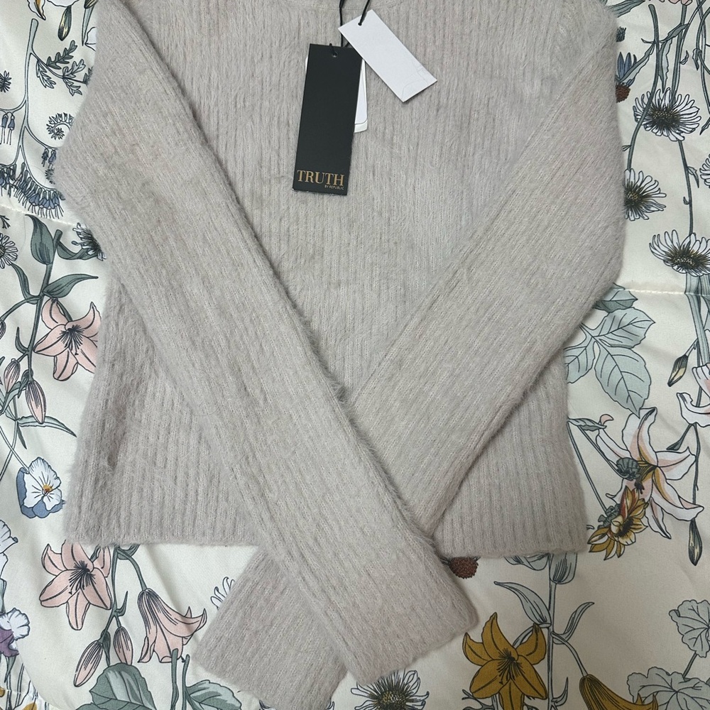 Truth Cream Ribbed Crew Neck Sweater